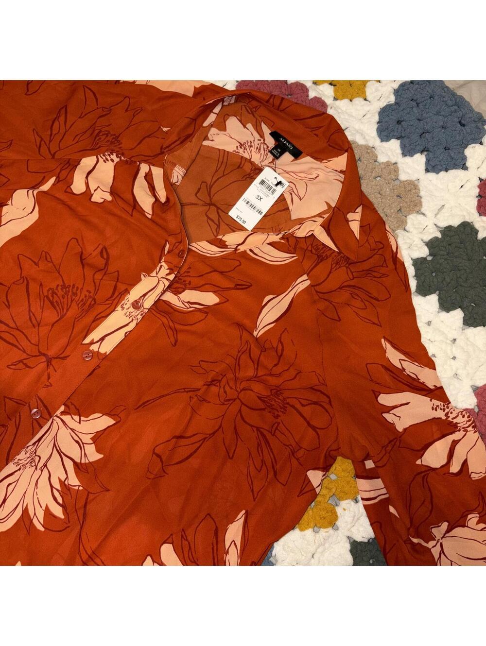 Alfani NEW $75 Floral Print Button-Up Tunic Dress Woman’s 3X Summer Polyester - Picture 2 of 9
